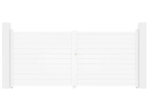 Elektrische Draaipoort Van Aluminium L397 X H181 Cm Wit - Nazario