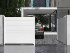 Elektrische Draaipoort Van Aluminium L397 X H181 Cm Wit - Nazario