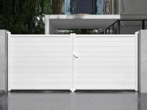 Elektrische Draaipoort Van Aluminium L397 X H181 Cm Wit - Nazario