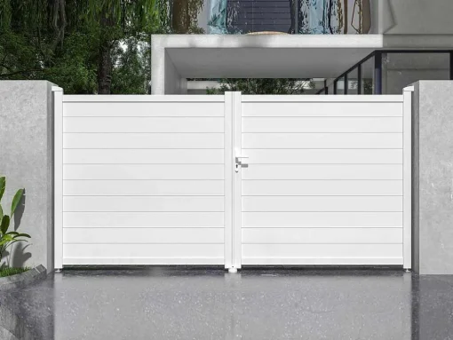 Elektrische Draaipoort Van Aluminium L355 X H181 Cm Wit - Nazario