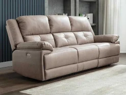 Elektrische Driezits Relaxbank Van Stof - Taupe - Dolene