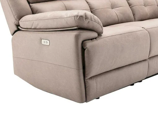 Elektrische Driezits Relaxbank Van Stof - Taupe - Dolene
