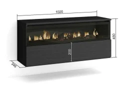 Elektrische Haard Led , 102X45X35Cm, 1 Opening, 1 Deur, Elektrische Haard, Hangend, Zwart