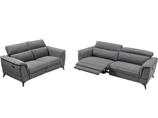 Elektrische Relaxbankstel 3+2 Macari - Stof - Grijs