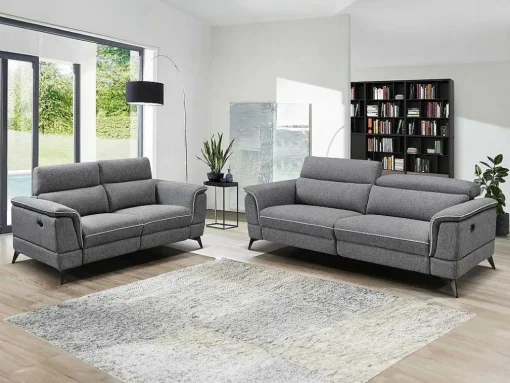 Elektrische Relaxbankstel 3+2 Macari - Stof - Grijs