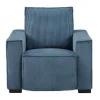 Elektrische Relaxfauteuil Met Bekleding In Blauw Ribfluweel Amelio