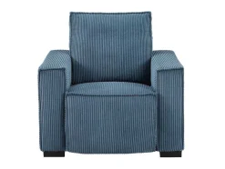 Elektrische Relaxfauteuil Met Bekleding In Blauw Ribfluweel Amelio