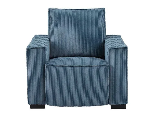 Elektrische Relaxfauteuil Met Bekleding In Blauw Ribfluweel Amelio