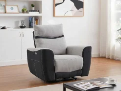 Elektrische Relaxfauteuil Van Grijze En Antracietkleurige Stof Damon