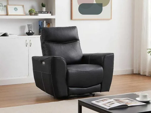 Elektrische Relax-Fauteuil Van Zwart Vaarsleer Damon