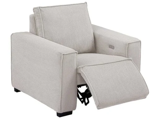 Elektrische Relaxfauteuil Van Lichtgrijs Ribfluweel Amelio