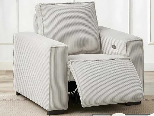 Elektrische Relaxfauteuil Van Lichtgrijs Ribfluweel Amelio