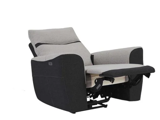Elektrische Relaxfauteuil Van Grijze En Antracietkleurige Stof Damon