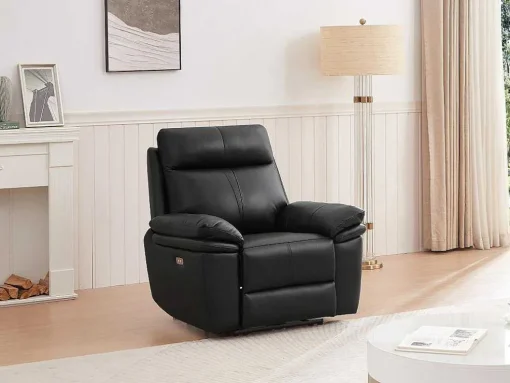 Elektrische Relax-Fauteuil Van Zwart Leer Mesola