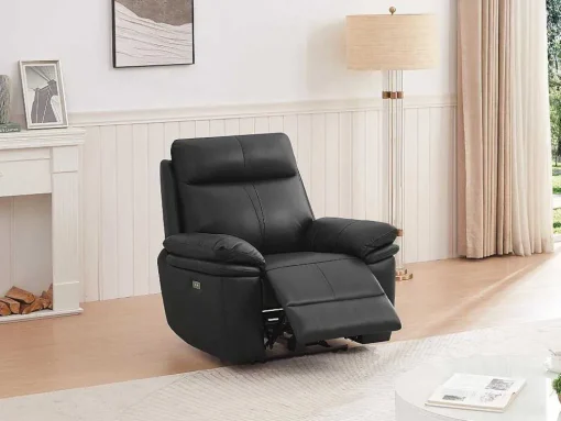 Elektrische Relax-Fauteuil Van Zwart Leer Mesola