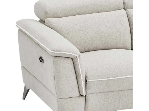 Elektrische Relax-Zitbank Met 3 Plaatsen In Beige Stof Macari