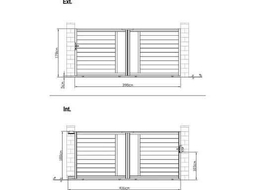 Elektrische Schuifpoort Van Aluminium Met Motieven - Halfopengewerkt - L.416 X H.180 Cm - Antraciet - Gregor