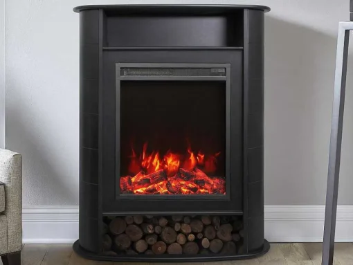 Elektrische Sfeerhaard - Met Mantel - L84 X D33 X H111 Cm - Zwart - Mombacho