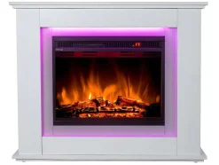 Elektrische Sfeerhaard Nevado - Met Schoorsteenmantel - Leds - L100 X D27,5 X H82,5 Cm - Wit