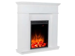Elektrische Staande Sfeerhaard Vesuvia - Met Schoorsteenmantel - L98 X D24 X H102,5 Cm - Wit