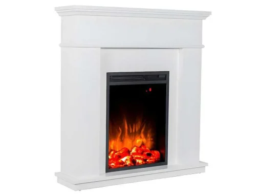 Elektrische Staande Sfeerhaard Vesuvia - Met Schoorsteenmantel - L98 X D24 X H102,5 Cm - Wit