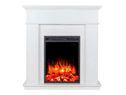 Elektrische Staande Sfeerhaard Vesuvia - Met Schoorsteenmantel - L98 X D24 X H102,5 Cm - Wit