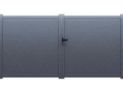Elektrische Vleugelpoort - Vol Aluminium - L350 X H160 Cm - Antraciet - Zerano