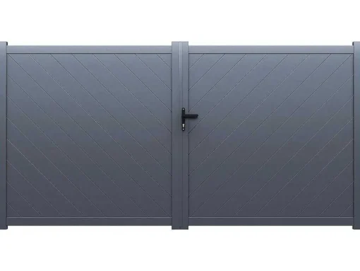 Elektrische Vleugelpoort - Vol Aluminium - L350 X H160 Cm - Antraciet - Zerano