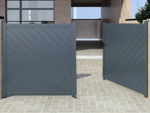 Elektrische Vleugelpoort - Vol Aluminium - L350 X H160 Cm - Antraciet - Zerano