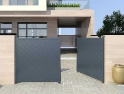 Elektrische Vleugelpoort - Vol Aluminium - L350 X H160 Cm - Antraciet - Zerano