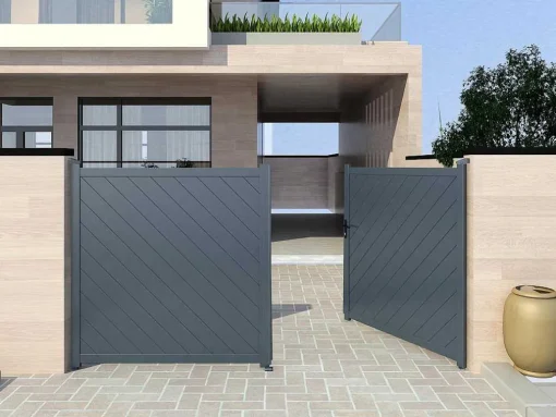 Elektrische Vleugelpoort - Vol Aluminium - L350 X H160 Cm - Antraciet - Zerano