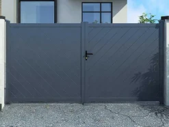 Elektrische Vleugelpoort - Vol Aluminium - L350 X H160 Cm - Antraciet - Zerano