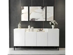 Ellaria Multifunctioneel Kabinet, Wit, Zwart, 160X42X75 Cm, Epikasa