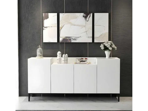Ellaria Multifunctioneel Kabinet, Wit, Zwart, 160X42X75 Cm, Epikasa
