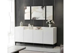 Ellaria Multifunctioneel Kabinet, Wit, Zwart, 160X42X75 Cm, Epikasa