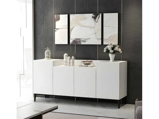 Ellaria Multifunctioneel Kabinet, Wit, Zwart, 160X42X75 Cm, Epikasa