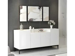 Ellaria Multifunctioneel Kabinet, Wit, Zwart, 160X42X75 Cm, Epikasa
