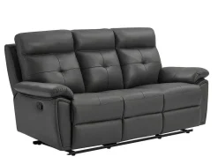 3- En 2-Zits-Relaxbank Van Grijs Leer Vineta