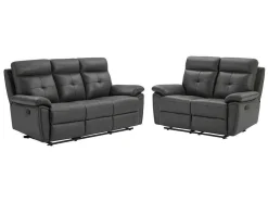 3- En 2-Zits-Relaxbank Van Grijs Leer Vineta