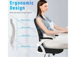 Ergonomische Bureaustoel Met Lendensteun, Verstelbare Armleuningen, Draaistoel Met Ademende Rugleuning Voor Kantoor