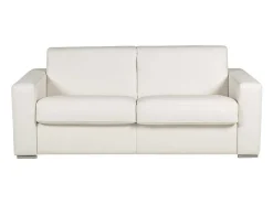 Express-Driezitsslaapbank Van 100% Wit Buffelleer, Matras 22 Cm Delectea Ii