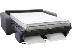 Express-Driezitsslaapbank Van Antracietgrijze Stof - Bed Met Brede Latten 140 Cm - Matras 22 Cm - Bevis