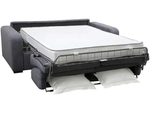 Express-Driezitsslaapbank Van Antracietgrijze Stof - Bed Met Brede Latten 140 Cm - Matras 22 Cm - Bevis