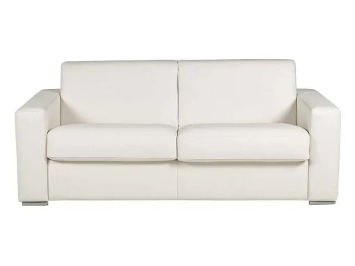 Express-Driezitsslaapbank Van 100% Wit Buffelleer, Matras 22 Cm Delectea Ii