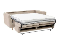 Express-Driezitsslaapbank Van Beige Stof - Bed Met Brede Latten 140 Cm - Matras 14 Cm Arcadia