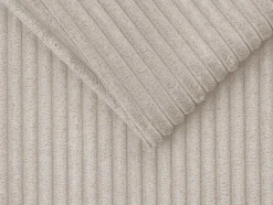 Express-Driezitsslaapbank Van Beige Ribfluweel - Bed Met Brede Latten 140 Cm - Matras 18 Cm - Vizir