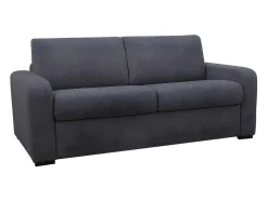 Express-Driezitsslaapbank Van Antracietgrijze Stof - Bed Met Brede Latten 140 Cm - Matras 22 Cm - Bevis