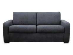 Express-Driezitsslaapbank Van Antracietgrijze Stof - Bed Met Brede Latten 140 Cm - Matras 22 Cm - Bevis