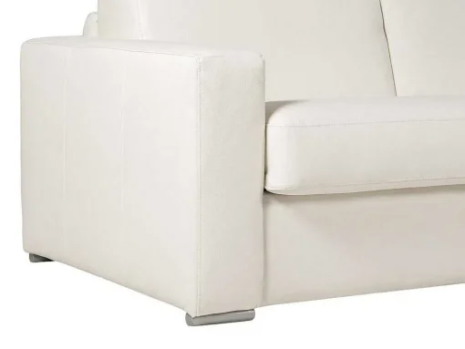Express-Driezitsslaapbank Van 100% Wit Buffelleer, Matras 22 Cm Delectea Ii