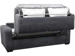 Express-Driezitsslaapbank Van Antracietgrijze Stof - Bed Met Brede Latten 140 Cm - Matras 22 Cm - Bevis